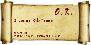 Oravan Kármen névjegykártya